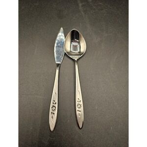 Community Stainless Morning Rose Flatware Butter Spreader and Sugar Spoon Set